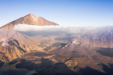 mount rinjani from an aerial perspective