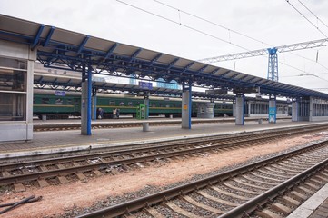 Fototapeta na wymiar Deserted platform at the Kiev station.