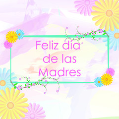 Imagen para feliz dia de las Madres. con flores y fotdo de colores