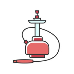 Hookah RGB red color icon. Sheesha house. Hooka menu. Nargile lounge. Odor from pipe. Scent of vaporizing. Smoking area. Accessories for oriental shisha. Isolated vector illustration
