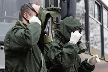 Biosecurity troops in suits to fight viruses