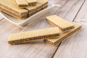 Wafer Biscuits on wooden table. Stock Image