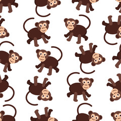 Cute monkey pattern design. Cute monkey background. Seamless monkey pattern design