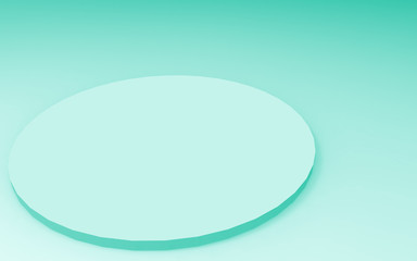 3d green bright cylinder podium minimal studio background. Abstract 3d geometric shape object illustration render. Display for food natural product.