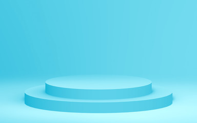 3d blue cylinder podium minimal studio background. Abstract 3d geometric shape object illustration render. Display for medicine product...