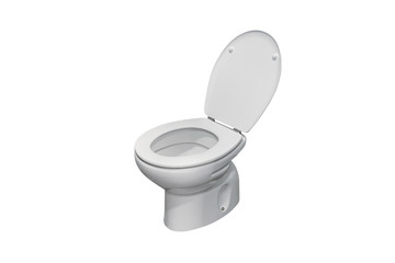 white toilet with open lid isolated on a white background