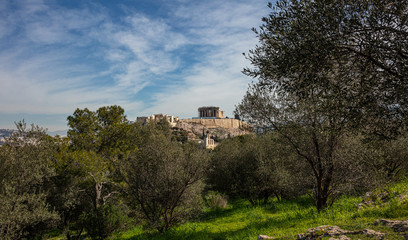 Fototapeta na wymiar Athens, Greece. Acropolis and Parthenon temple from Filopappos Hill.