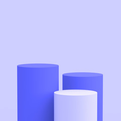 3d purple violet cylinder podium minimal studio background. Abstract 3d geometric shape object illustration render. Display for cosmetic perfume fashion product.