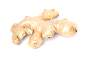 Fresh ginger on white background, herb medical concept
