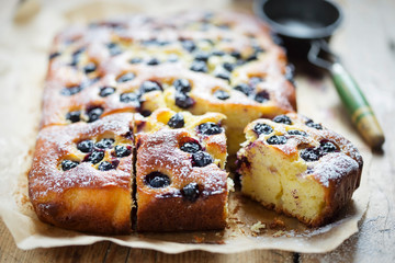 Lime juice, yoghurt, olive oil cake with blueberries 