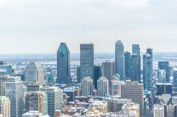Fototapeta premium Montreal Skyline from Kondiaronk Belvedere / Mont-Royal in Winter