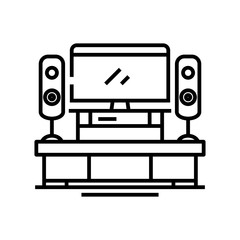 Home cinema line icon, concept sign, outline vector illustration, linear symbol.