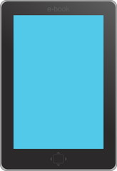 tablet pc with screen on blue background