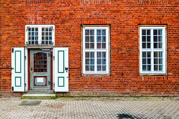 Facade of old building in the Dutch Quarter in Potsdam, Germany