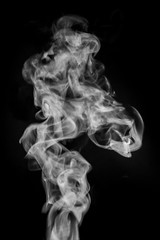 Smoke or steam on black isolated background for insertion image in overlay mode_