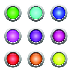 Collection of colorful buttons for web design. Computer buttons. Design element. Colorful vector illustration. Social media marketing. Internet technology. Empty web button set vector.