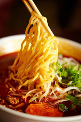 Japanese spicy ramen noodle in bowl