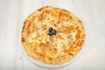 Classic Round Cheese Pie Or Quatro Formaggi Pizza