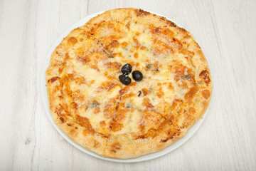 Classic Round Cheese Pie Or Quatro Formaggi Pizza