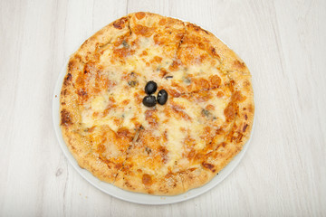 Classic Round Cheese Pie Or Quatro Formaggi Pizza