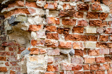 brick wall, destroyed brick building
