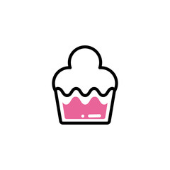 delicious and fresh cupcake, line style and color