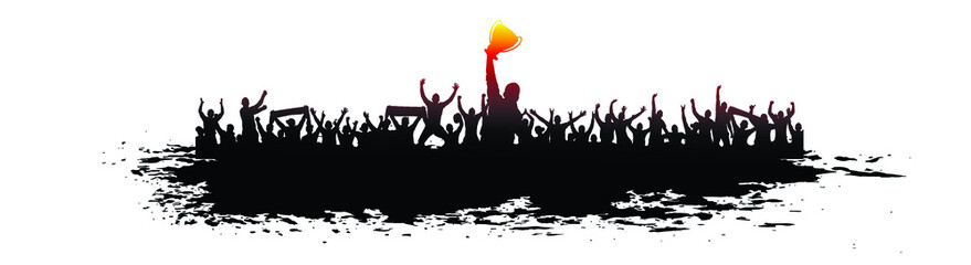 Champion cup european world and crowd many people entertain event playing and happy dancing from party in stadium Vector illustration