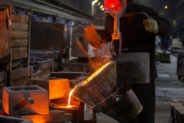 Industrial chill casting. The process of for filling out mold with molten metal.
