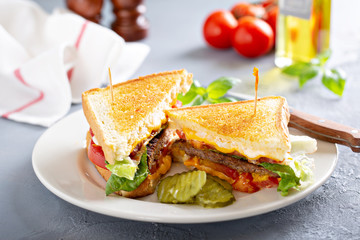 Cheeseburger grilled cheese sandwich
