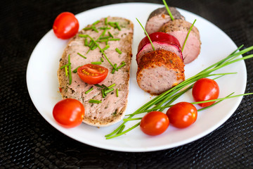 Tasty Sandwiches with Pate and Cherry Tomatoes 