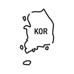 South Korea map black line icon. Border of the country. Pictogram for web page, mobile app, promo. UI UX GUI design element. Editable stroke.
