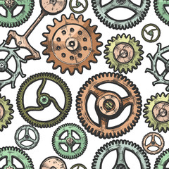 seamless pattern with different gears.