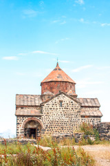 Armenian monastery Sevanavank on a background of blue sky
