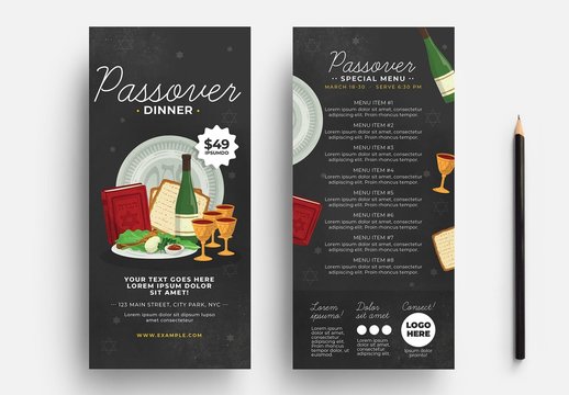 Passover Menu Layout with Food Illustrations