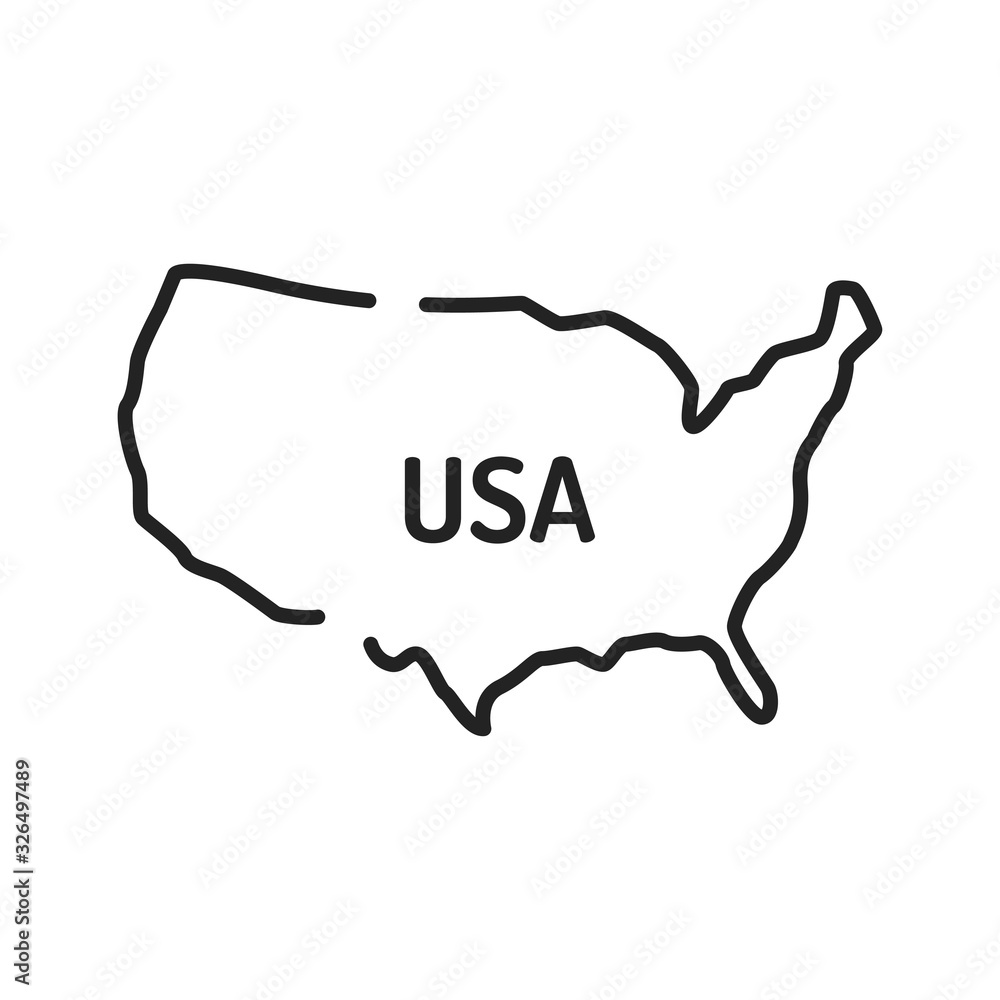 Poster usa map black line icon. border of the country. pictogram for web page, mobile app, promo. ui ux gui