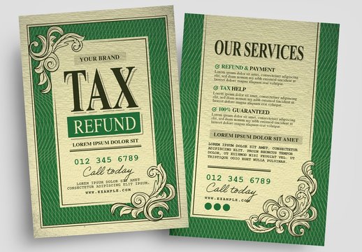 Tax Refund Flyer Design with Dollar Bill Style