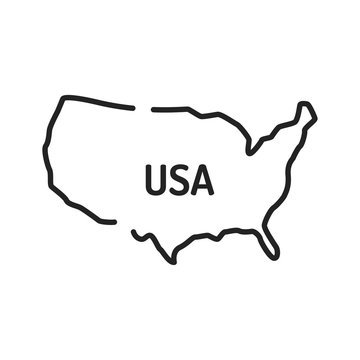 USA Map Black Line Icon. Border Of The Country. Pictogram For Web Page, Mobile App, Promo. UI UX GUI Design Element. Editable Stroke.