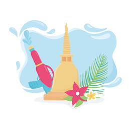 songkran festival plastic water gun flowers thai culture