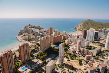 Obraz premium Aerial view of the coast of the city of Benidorm