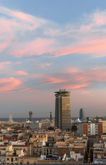 Image of the sunset in the city of Barcelona