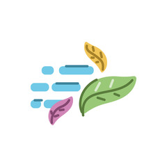 Leaves spinning in the wind icon, flat style design