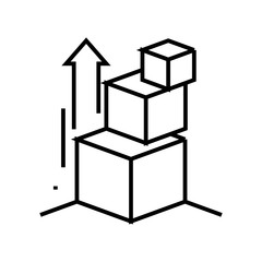 Growing boxes line icon, concept sign, outline vector illustration, linear symbol.