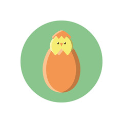 egg with cute little chicken, block style icon