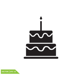 Birthday cake icon vector flat style