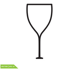 Wine glass icon vector logo template