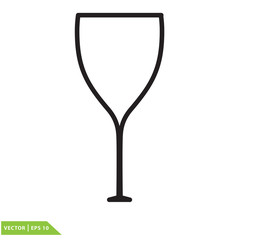 Wine glass icon vector logo template