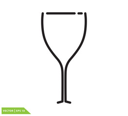 Wine glass icon vector logo template