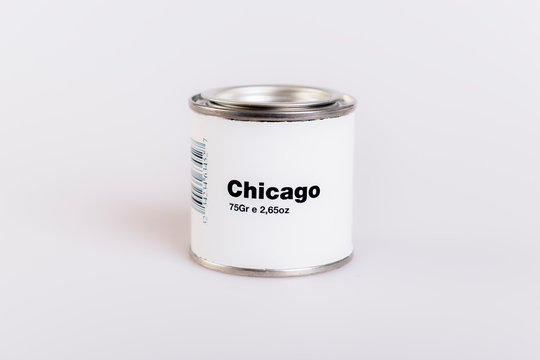 Canned Chicago with white background.