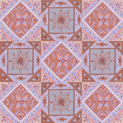 Square floral ornament background. Tile.