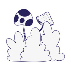 bushes foliage greenery mushroom botanical icon line style